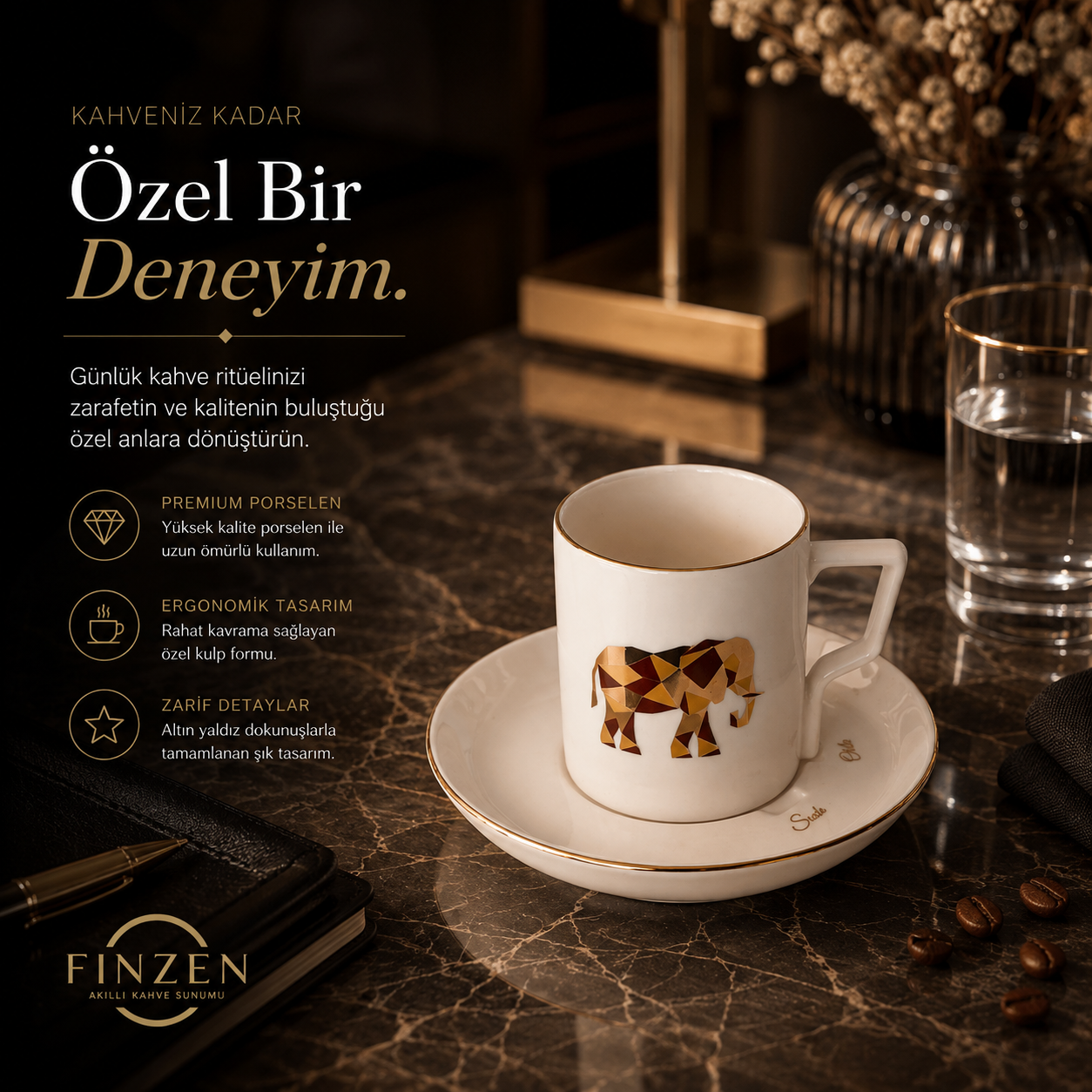 Finzen | Olika 12 Parça Akıllı Fincan Seti | ANİMAL COLLECTİON