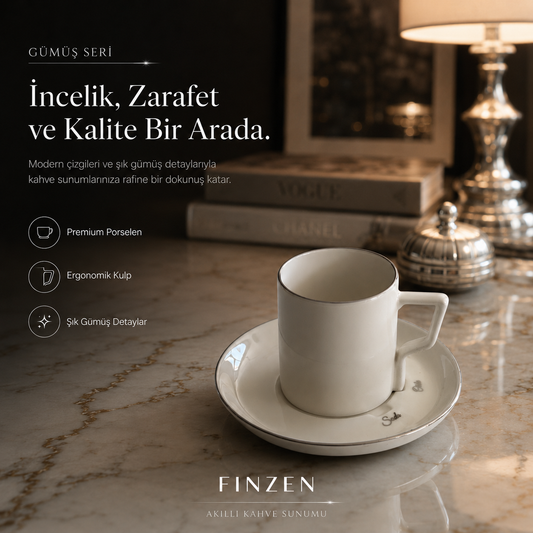 Finzen | Olika 12 Parça Akıllı Fincan Seti | SİLVER