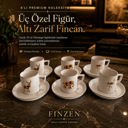 Finzen | Olika 12 Parça Akıllı Fincan Seti | ANİMAL COLLECTİON